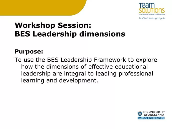 workshop session bes leadership dimensions