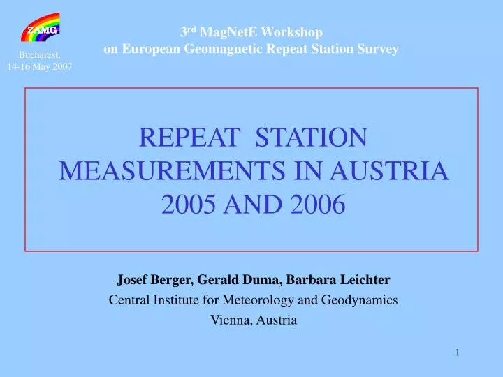 3 rd magnete workshop on european geomagnetic repeat station survey