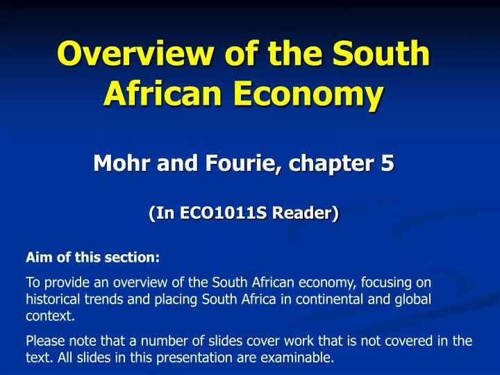 overview of the south african economy mohr and fourie chapter 5 in eco1011s reader