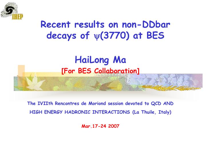 recent results on non ddbar decays of 3770 at bes