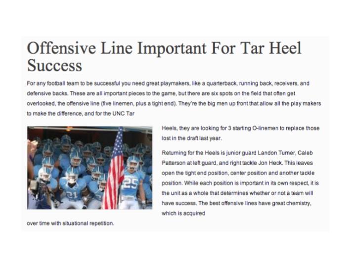 offensive line important to unc success