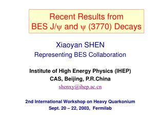 Recent Results from BES J/? and ? (3770) Decays