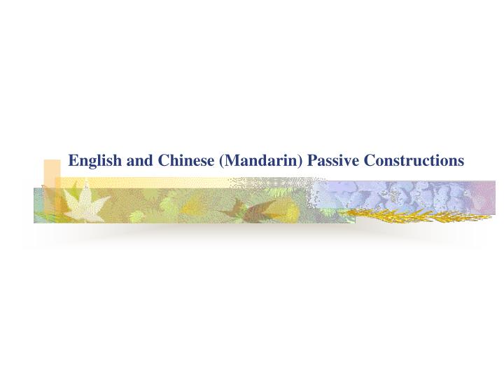 english and chinese mandarin passive constructions