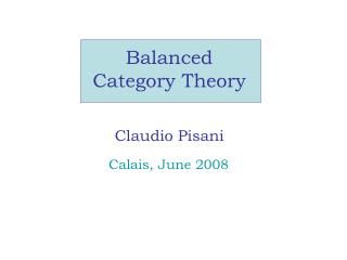 Balanced Category Theory