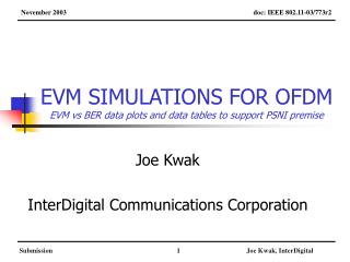 EVM SIMULATIONS FOR OFDM EVM vs BER data plots and data tables to support PSNI premise
