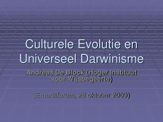 culturele evolutie en universeel darwinisme