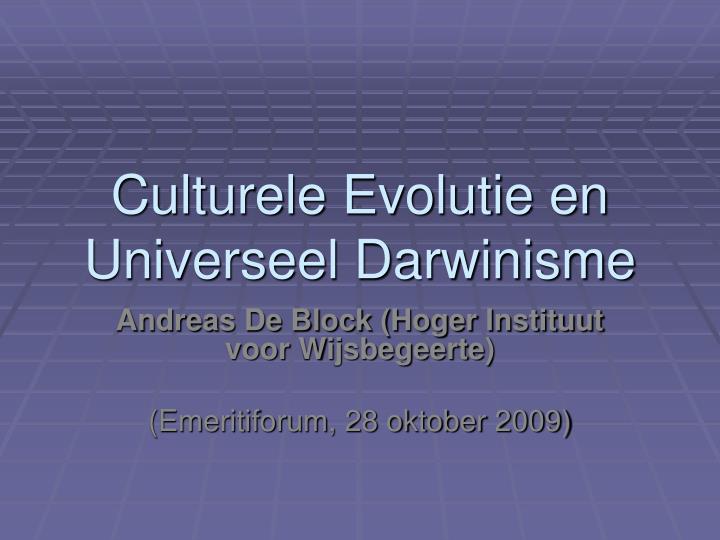 culturele evolutie en universeel darwinisme