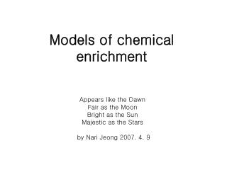 Models of chemical enrichment