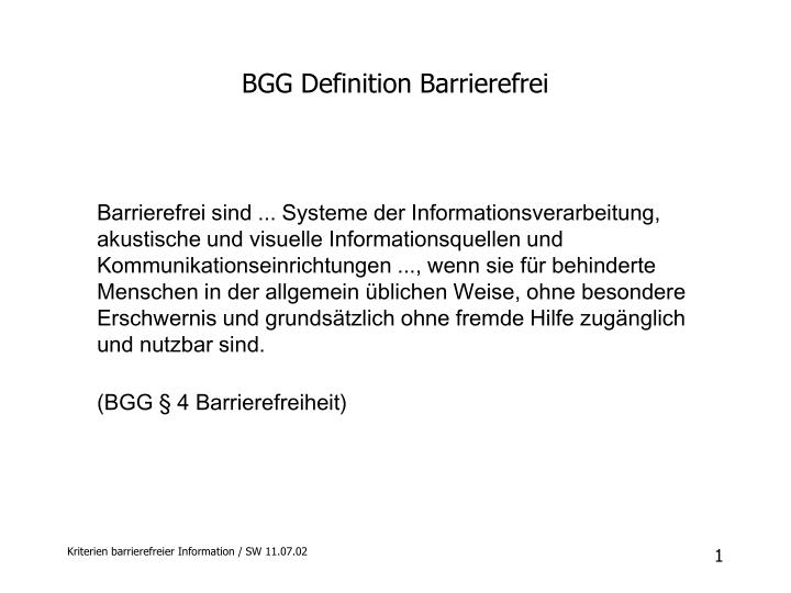 bgg definition barrierefrei