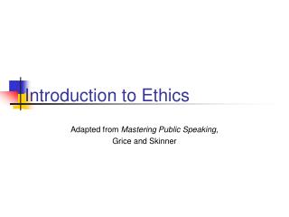 Introduction to Ethics