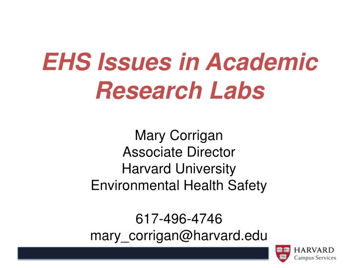 ehs issues in academic research labs
