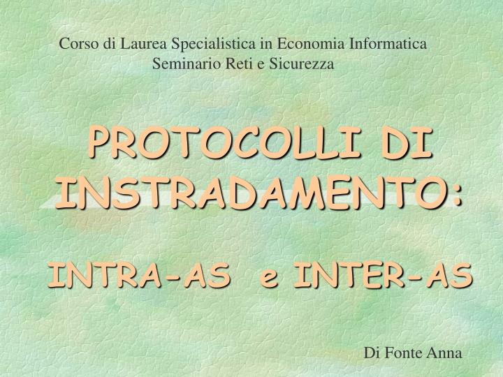 protocolli di instradamento intra as e inter as