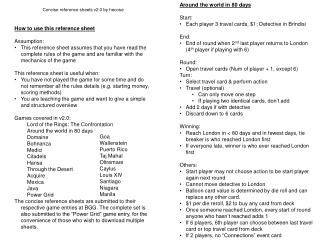 Concise reference sheets v2.0 by hecose How to use this reference sheet Assumption: