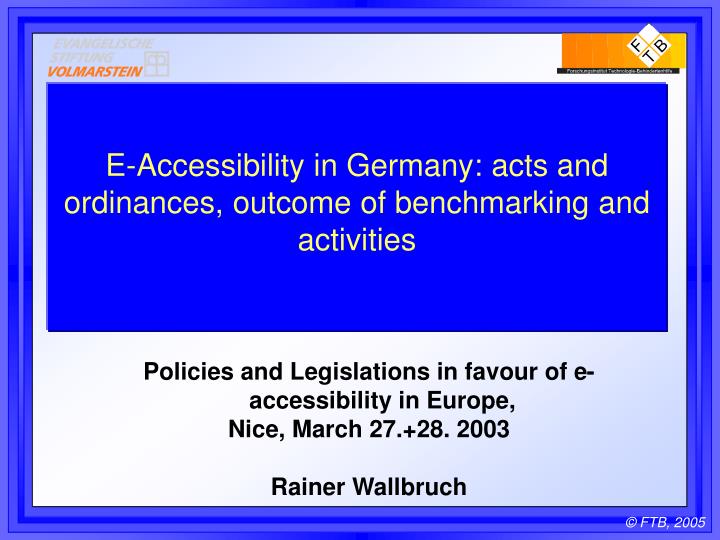 e accessibility in germany acts and ordinances outcome of benchmarking and activities