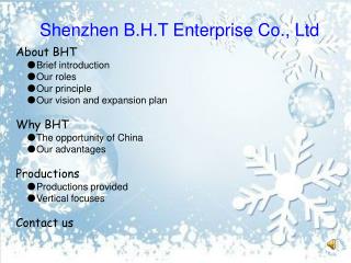 Shenzhen B.H.T Enterprise Co., Ltd