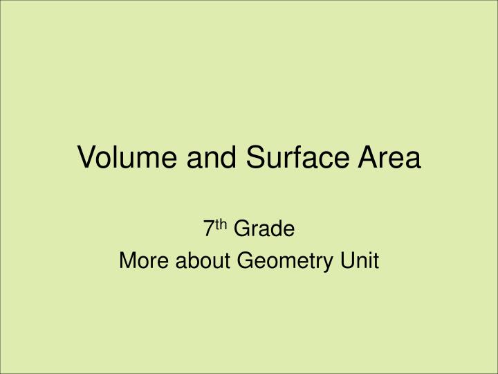 volume and surface area