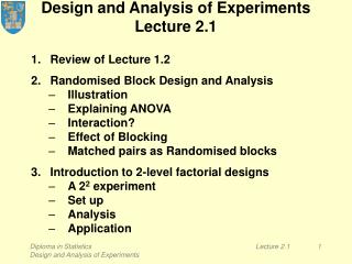 Design and Analysis of Experiments Lecture 2.1