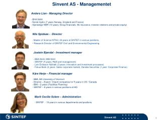 Sinvent AS - Managementet