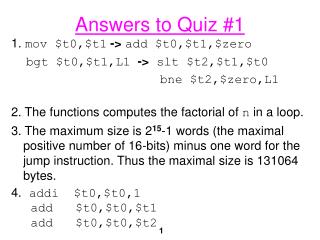 Answers to Quiz #1