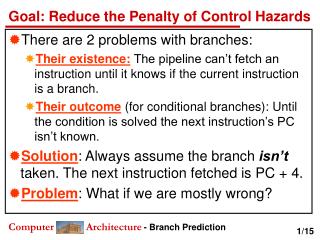 Goal: Reduce the Penalty of Control Hazards