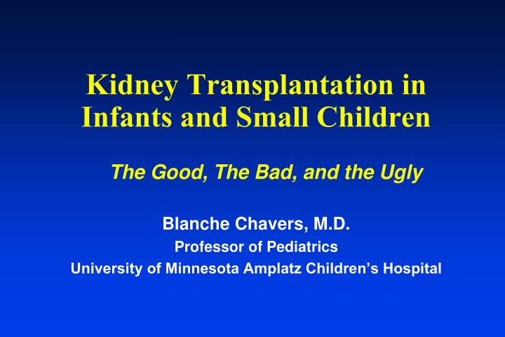 kidney transplantation in infants and small children