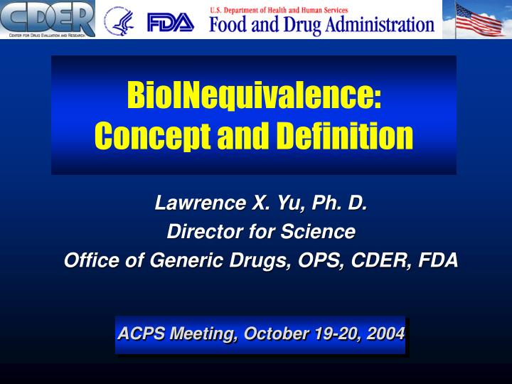 bioinequivalence concept and definition