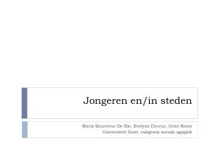 jongeren en in steden