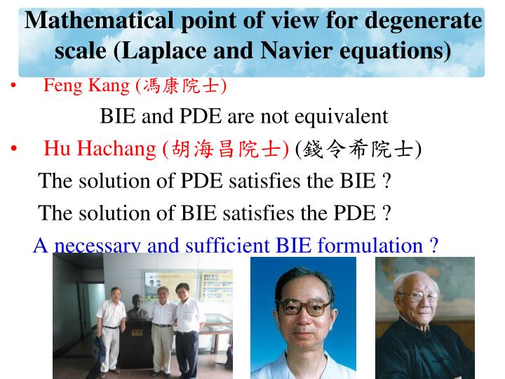 mathematical point of view for degenerate scale laplace and navier equations