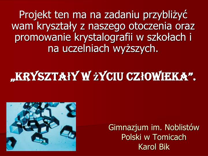 gimnazjum im noblist w polski w tomicach karol bik