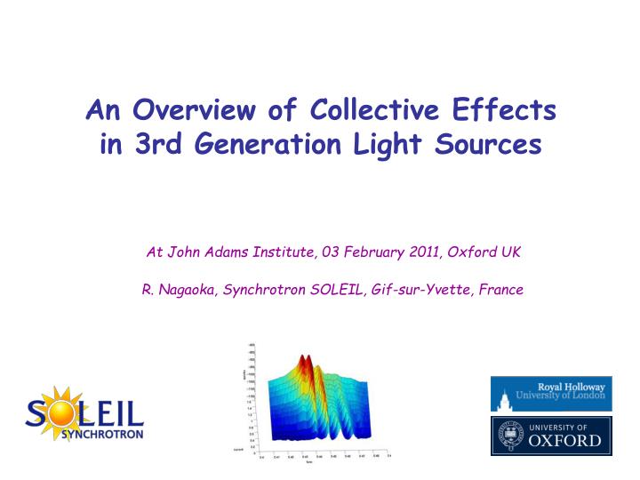 an overview of collective effects in 3rd generation light sources