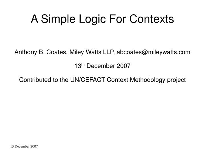 a simple logic for contexts