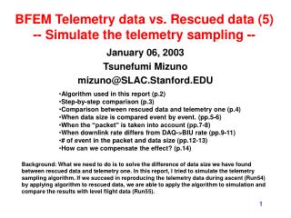 BFEM Telemetry data vs. Rescued data (5) -- Simulate the telemetry sampling --
