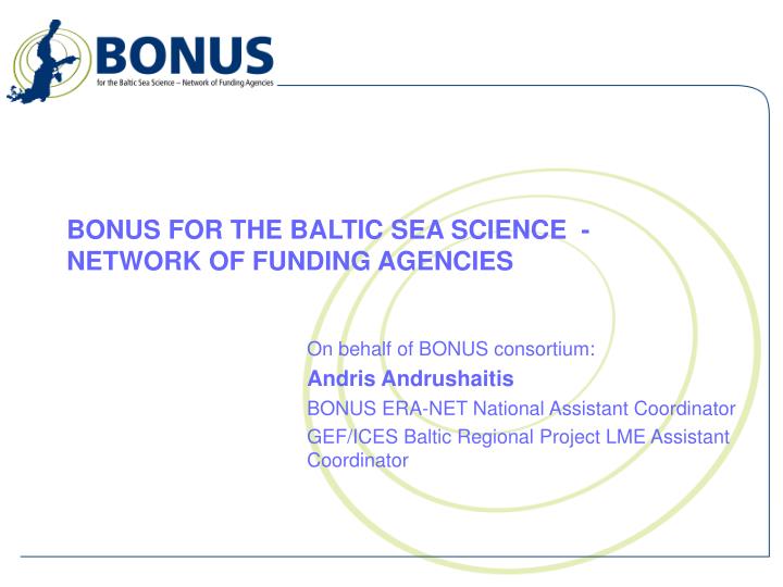 bonus for the baltic sea science network of funding agencies
