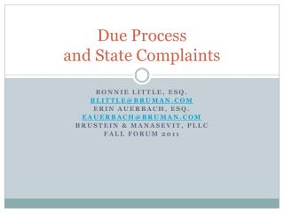 Due Process and State Complaints
