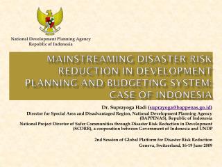 National Development Planning Agency Republic of Indonesia