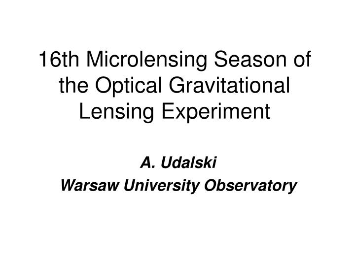 a udalski warsaw university observatory