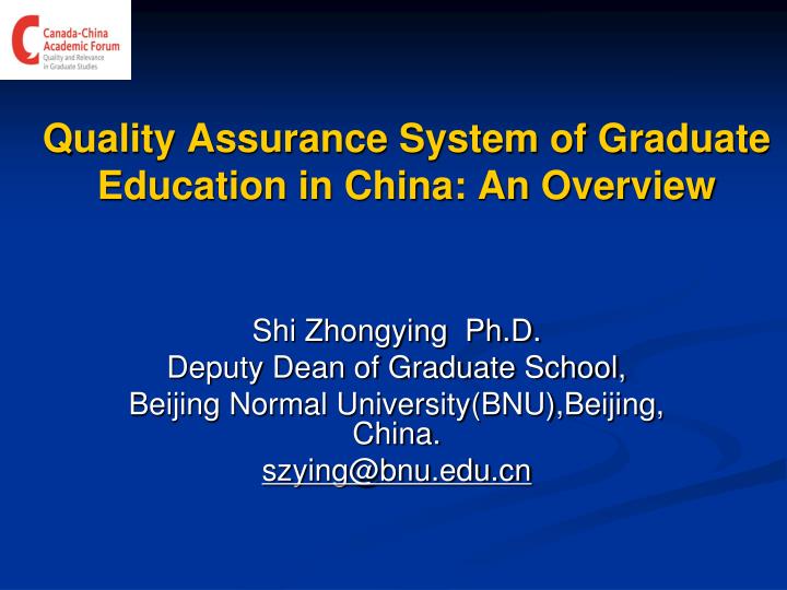 quality assurance system of graduate education in china an overview