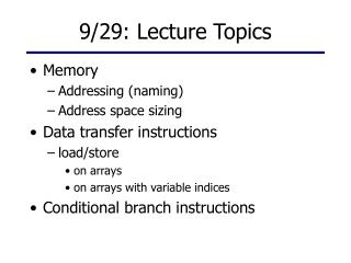 9/29: Lecture Topics