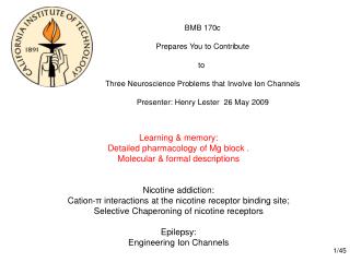 Learning &amp; memory: Detailed pharmacology of Mg block . Molecular &amp; formal descriptions