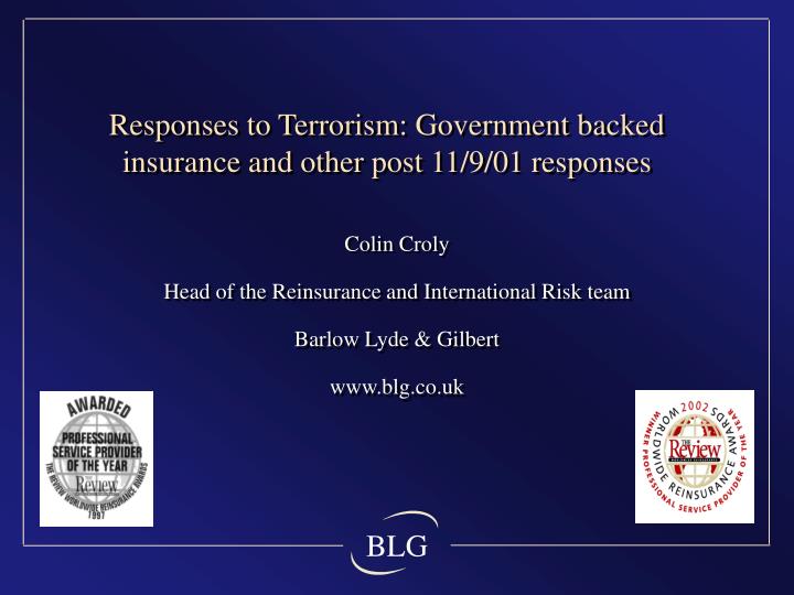 responses to terrorism government backed insurance and other post 11 9 01 responses