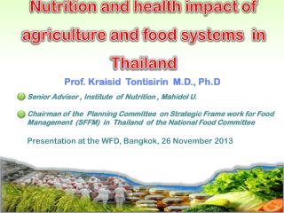 Nutrition and health impact of agriculture and food systems in Thailand