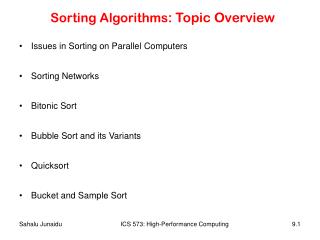 Sorting Algorithms : Topic Overview