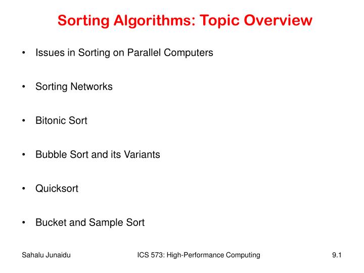 sorting algorithms topic overview