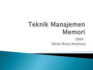 teknik manajemen memori