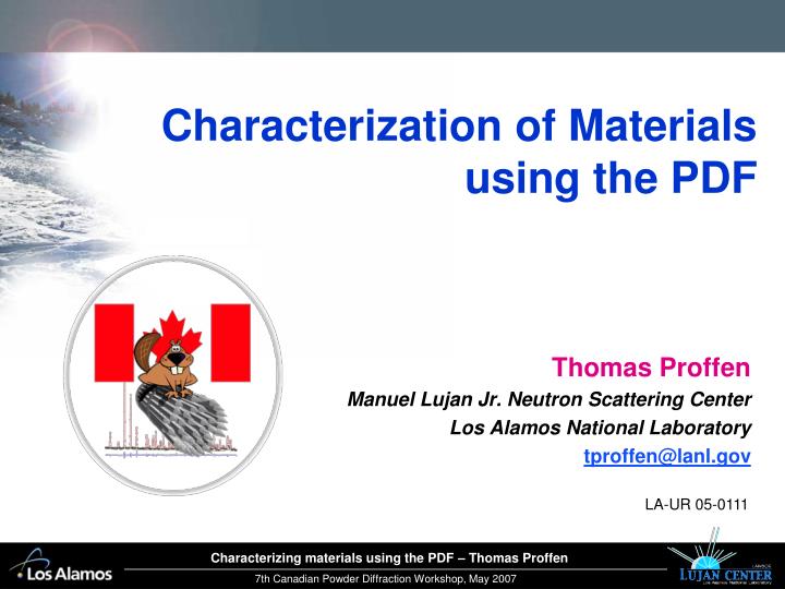 characterization of materials using the pdf