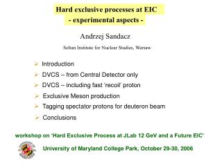 Hard exclusive processes at EIC
