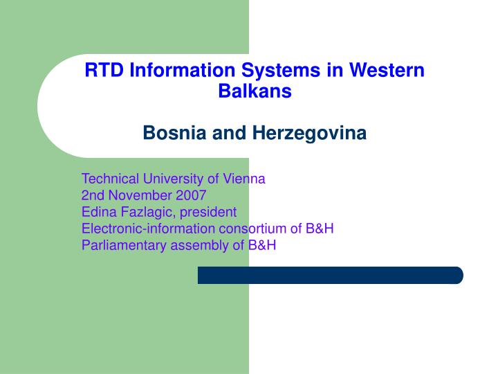 rtd information systems in western balkans bosnia and herzegovina