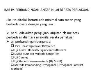 bab iv perbandingan antar nilai rerata perlakuan