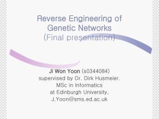 Reverse Engineering of Genetic Networks (Final presentation)
