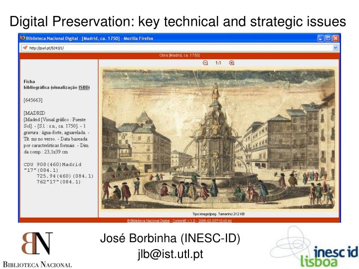 digital preservation key technical and strategic issues